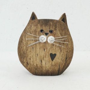 Cute Wooden Cat Decor