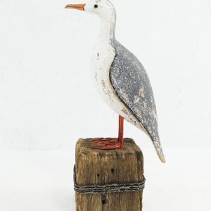 Coastal Decor Seagull Figurine Wooden Bird Decoy Nautical Home Decor Carved Seagull